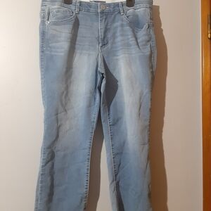 Democracy Absolution Light Blue Ankle Cropped Jeans Wider Leg Size 14